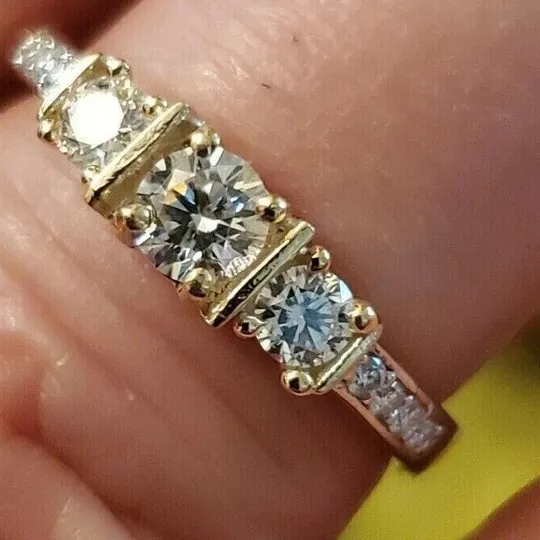 Authentic Celestial Radiance: 2ctw Moissanite Engagement Ring in Golden Aura