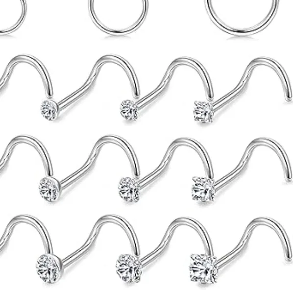 Authentic Protective Harmony: 18G Nose Rings Hoops and 20G Studs, L-Shaped Beauty