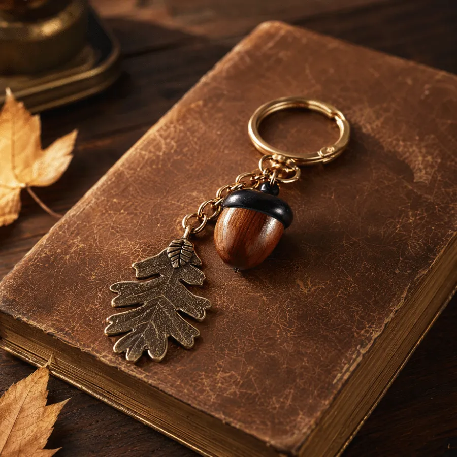 Authentic Antique Acorn Keychain Lightweight Twist Open Simulation Acorn Bag Pendant Small Item Storage Removable Pendant