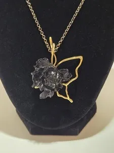 Authentic Sterling Silver Butterfly Floral Necklace Purple, Gold Plated 18" 925 Mariposa