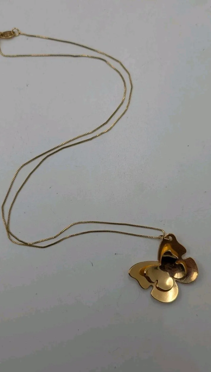 Authentic Whispering Wings of Transformation: 18k Gold Accented Butterfly Pendant