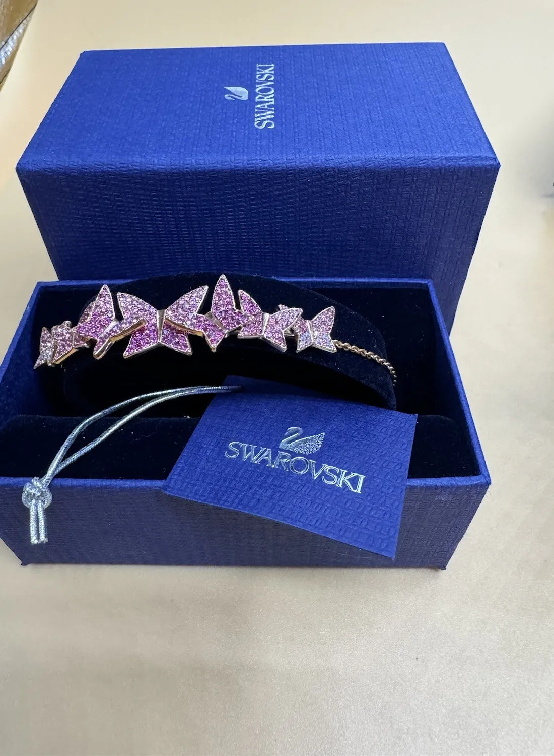 Authentic The Lilia Crystal Butterfly Resonance Bracelet in Rose Gold