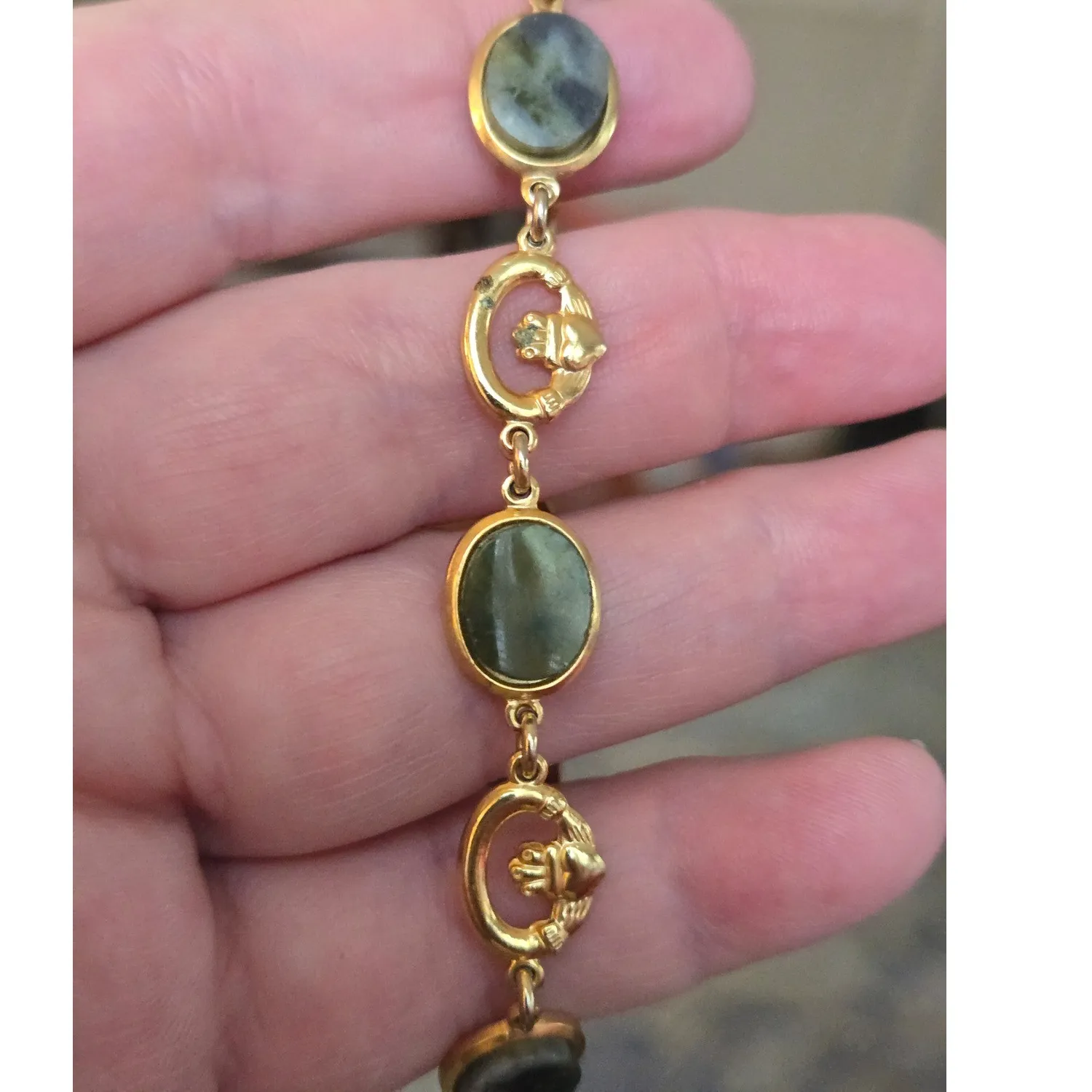 Authentic The Claddagh Embrace: A Green Stone of Renewal and Protection