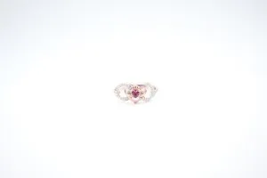 Authentic Rose Gold Plated Claddagh Ring with Lab Created Heart Ruby and Cubic Zirconia
