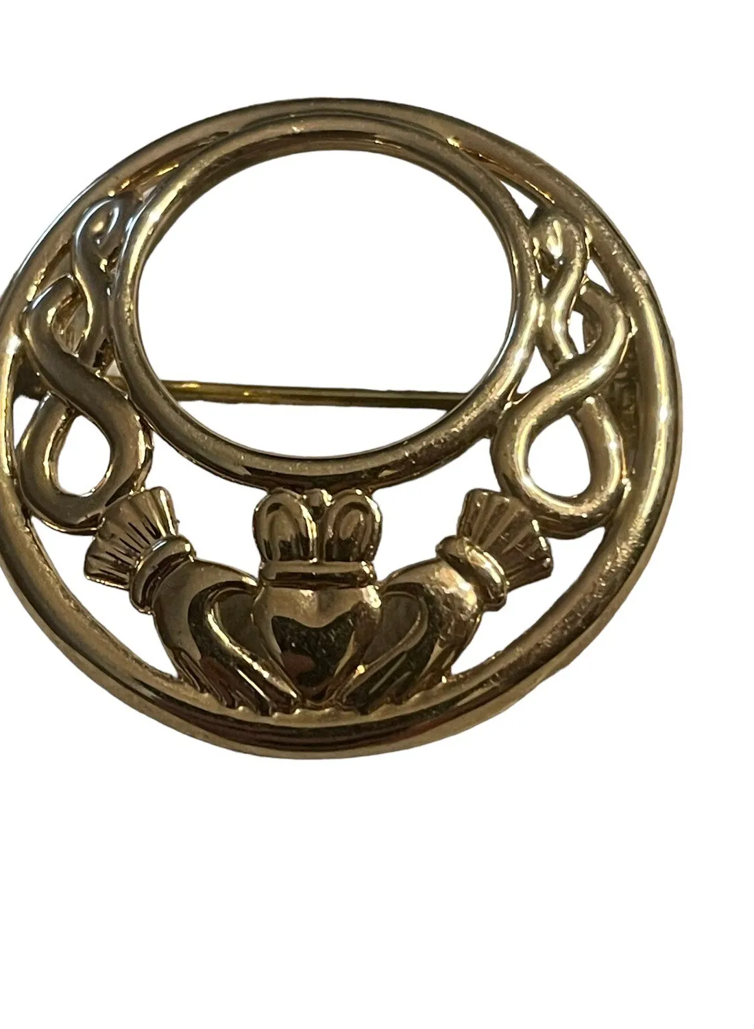 Authentic Claddagh Brooch Pin by Solar 18k Gold Plated  Irish Ireland Celtic VTG Heart