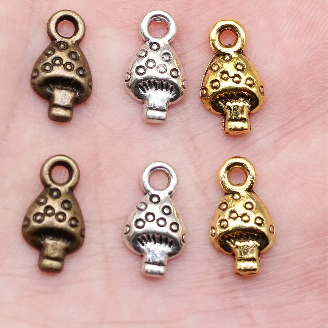 Authentic 40 Mystic Mushroom Charms Of Three Enchanted Hues