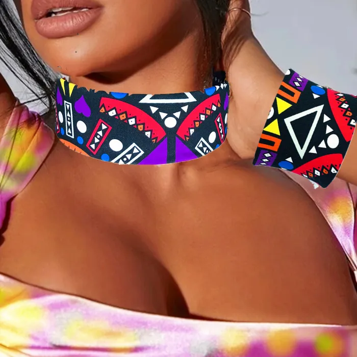 Authentic African Ethnic Jewelry Ankara Kent Bag Cloth Collar Bracelet Three- Cross- Border Asian Necklace