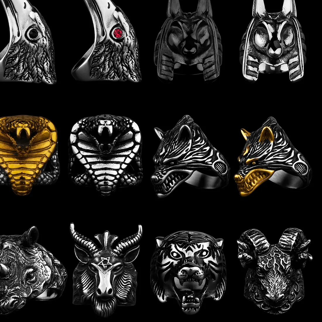 Authentic Totem Of The Wild Triple Spirit Animal Ring In Mystical Gold