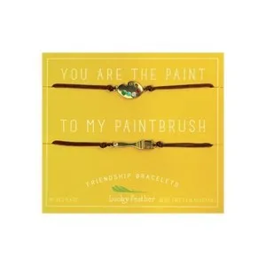 Authentic Paint to my Paintbrush- Lucky Feather Best Friend Bracelets for 2 - Gold Plated
