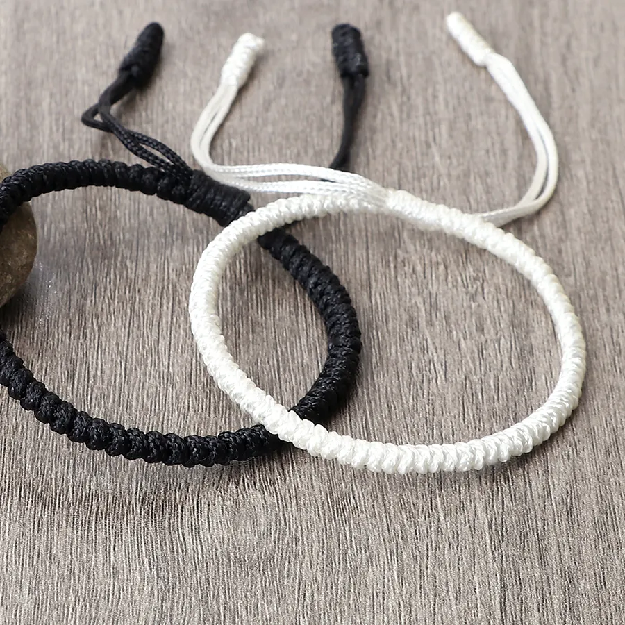 Authentic Black And White Bracelets For Couple Adjustable Size Handmade Bracelet Lucky Wristband Protection Love Jewelry