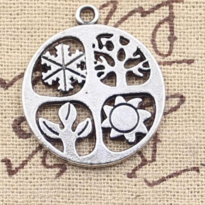 Authentic 10Pcs Charms Four Seasons Ppring Summer Autumn Winter 28X24Mm Antique Silver Color Pendants Tibetan Findings Diy Making Craft
