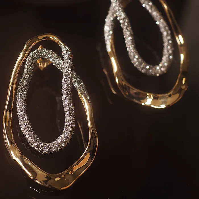 Authentic Diamond Oval Irregular Earrings Europe And The United States Stud Earring Sparkle Gorgeous Jewelry