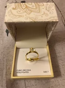 Authentic Celestial Hexa‑Guard: Gold‑Plated Bridal Set with Cubic Zirconia – Size 7