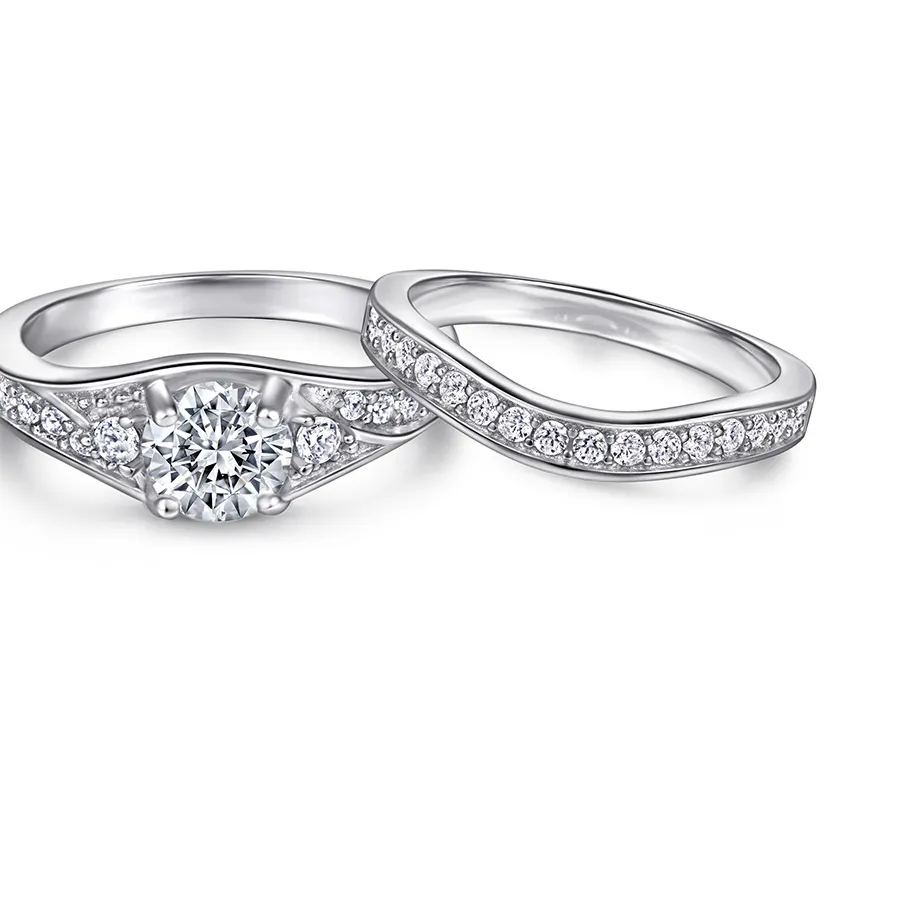 Valuable Lovers Promise Ring Aaaaa Zircon 10Kt White Gold Band Rings Bridal Jewelry