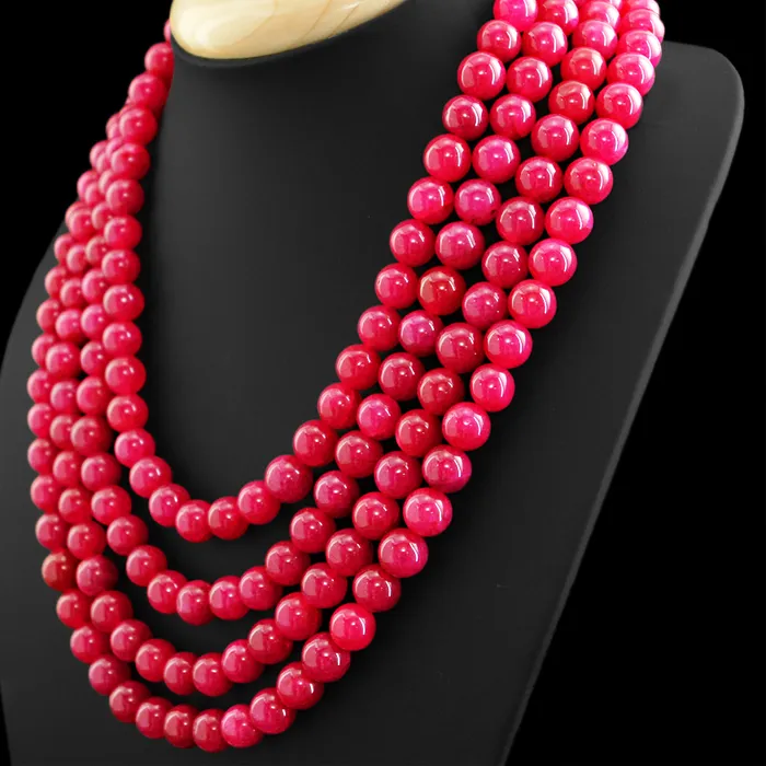 Authentic Four- Strand Ruby Bead Necklace A Cascade Of Passion And Vital Energy