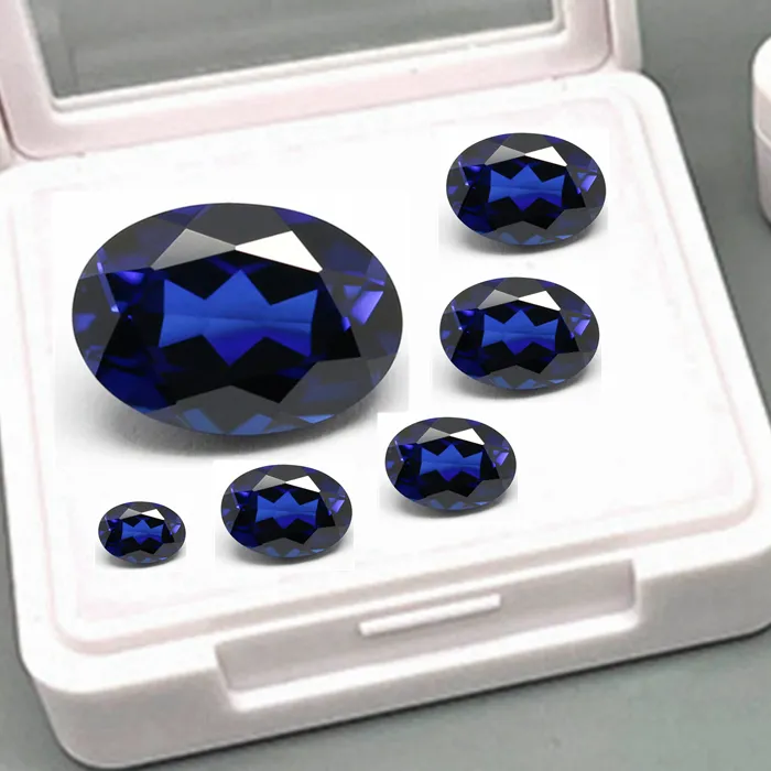 Authentic Boxed Quality Blue Sapphire Mohs Hardness Gems Oval Faceted Cut Vvs Loose Gemstone For Jewelry Making Collection Display