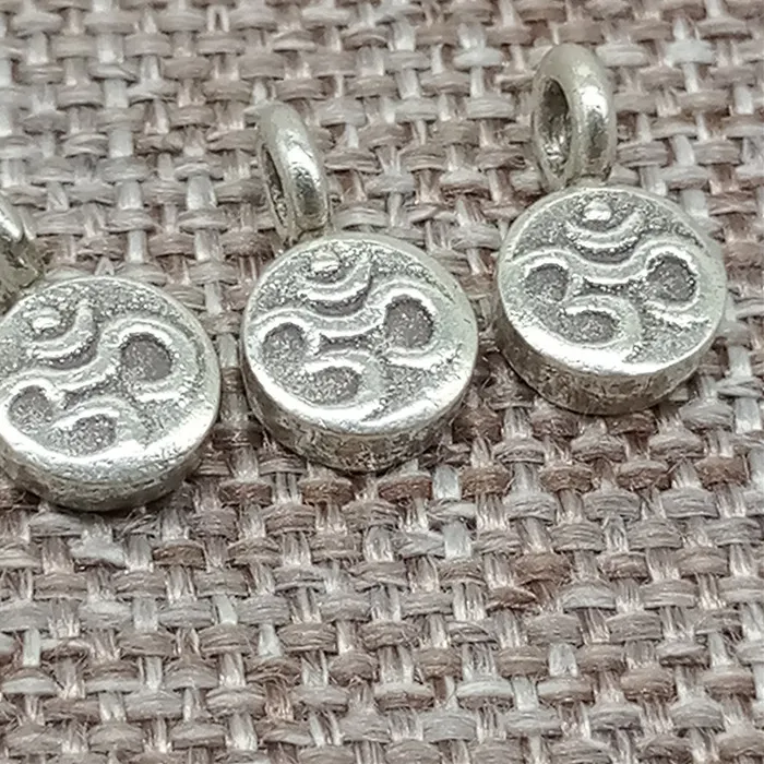 Authentic Sacred Om Circle Disc Talismans In Handcrafted Silver