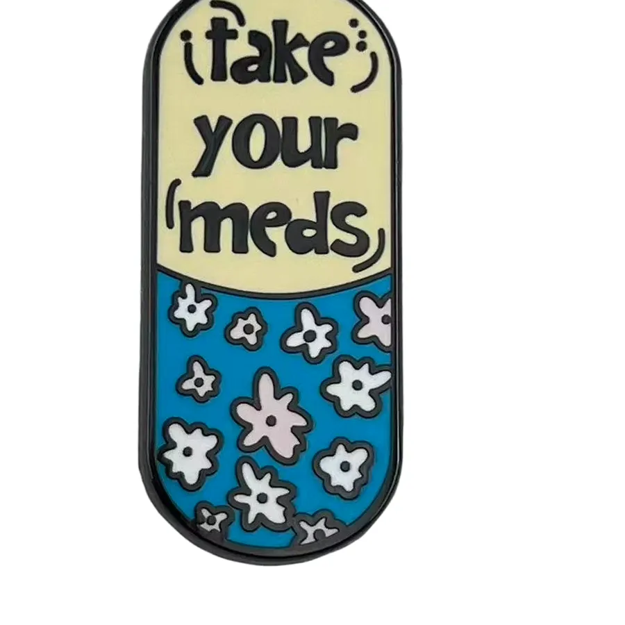 Authentic Take Your Meds Capsule Enamel Pin Medication Reminder Brooch Funny Mental Health Badge Anxiety Pin Jewelry Decorative