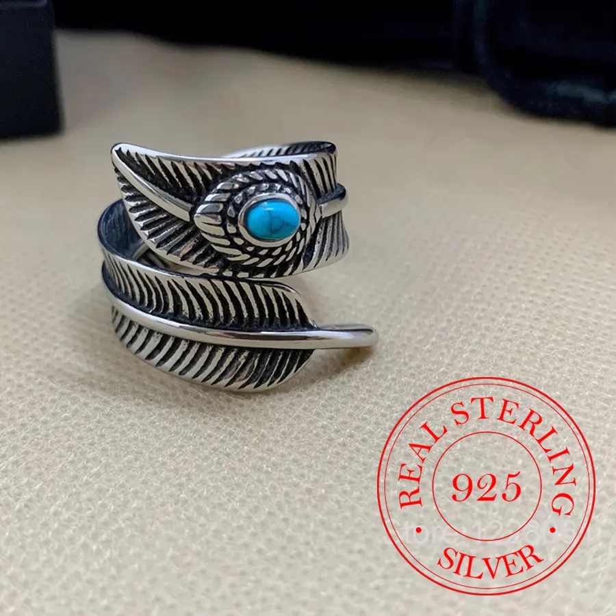 Authentic Whispers Of The Ancients Sterling Silver & Turquoise Feather Ring