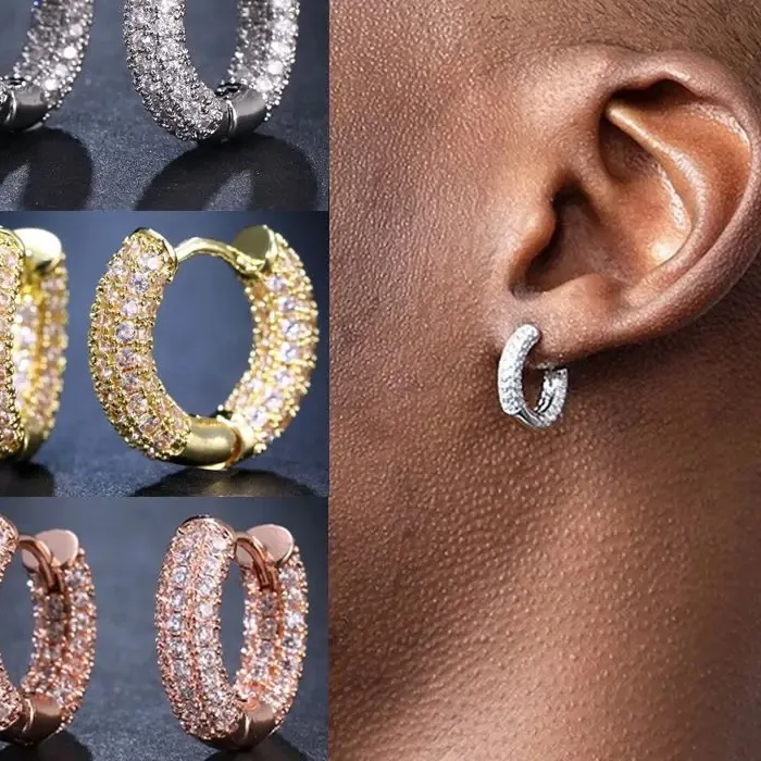 Authentic Whispers Of Radiance Micro Paved Cz Gold- Plated Hoop Earrings