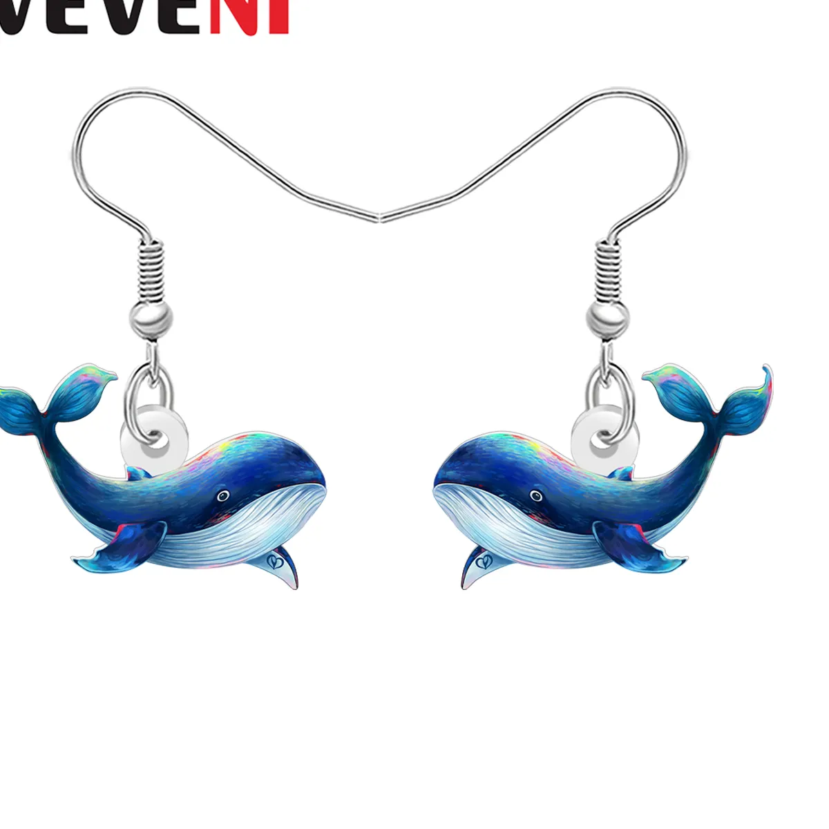 Authentic Weveni Acrylic Blue Marine Whales Earrings Ocean Animals Jewelry Girls Birthday Lightweight Hypoallergenic