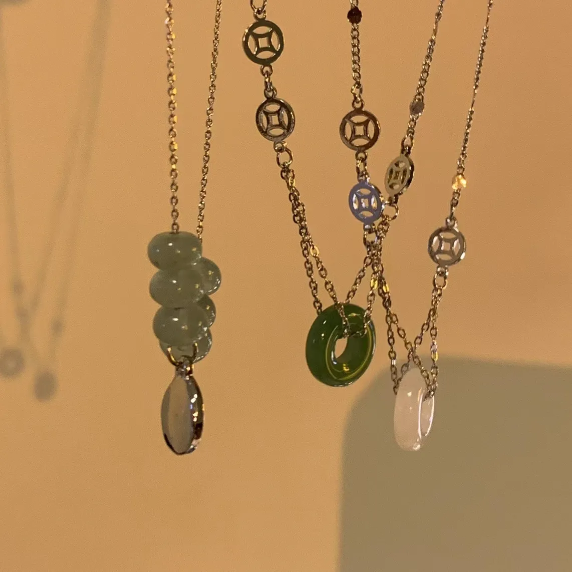 Authentic Chinese Style Stone Buckle Necklace Female Minority Design Sense Clavicle Chain Neck Chain Aesthetic Jewelry