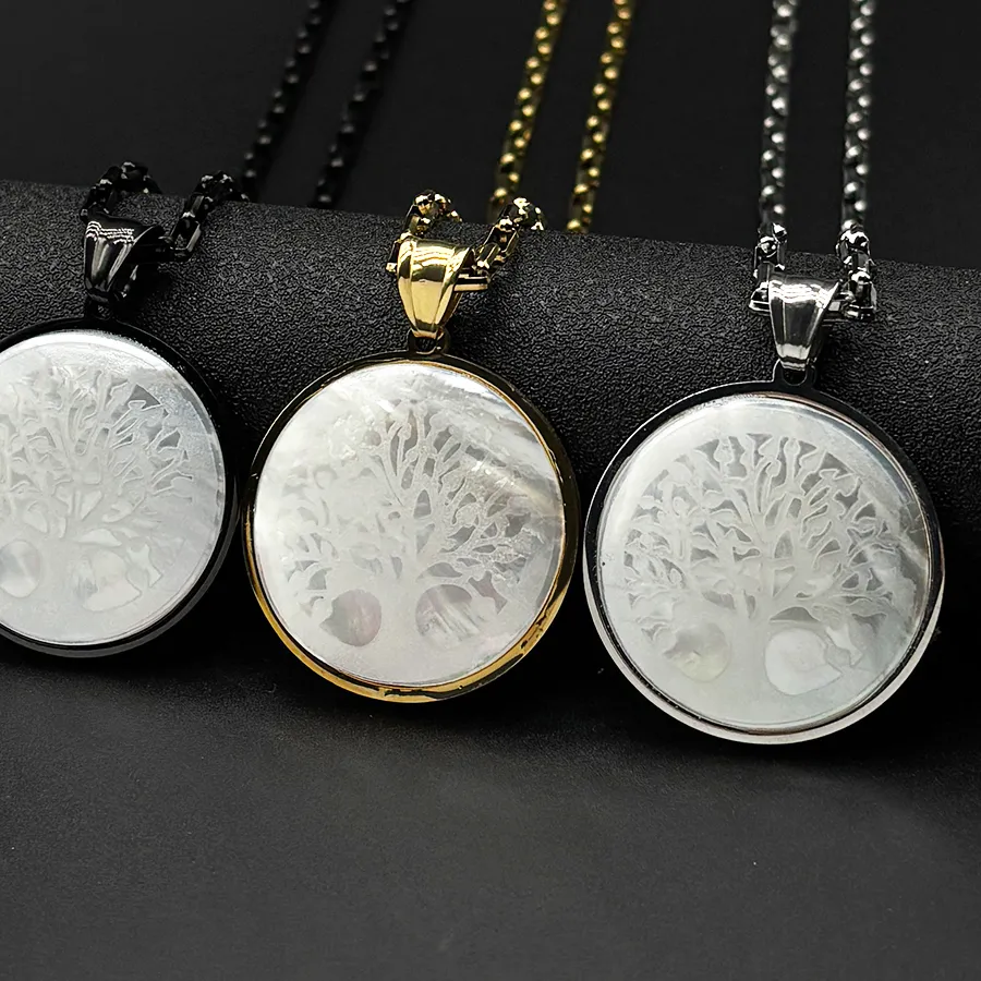 Authentic Whispers Of The Sacred Grove Natural Shell Tree Of Life Pendant
