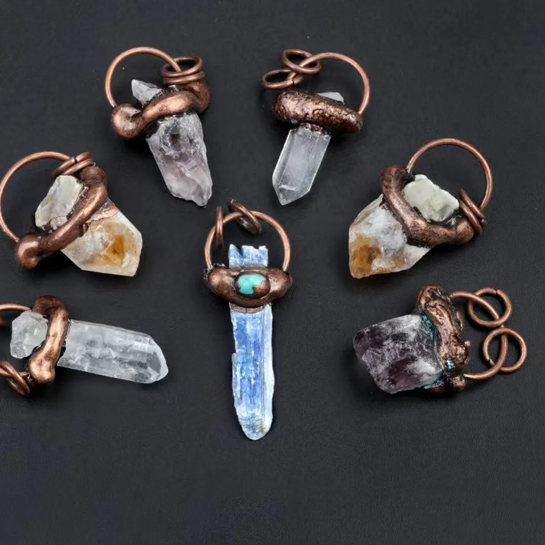 Pendant Natural Stone Crystal Bronze- Coloured Irregular Pendant For Jewelry Making Diy Necklace Accessory