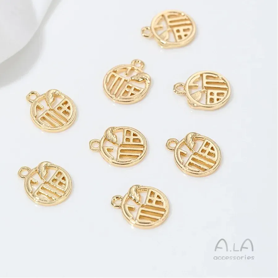 14K Gold- Plated Zodiac Snake Year Blessing Pendant Natal Year Snake Pendant Diy Bracelet Necklace Jewelry Pendant