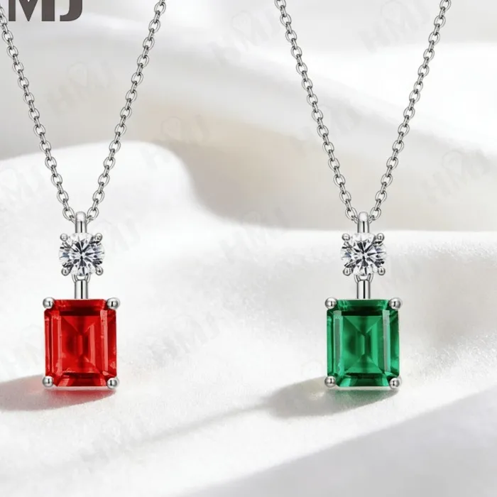Authentic Emerald Ruby Harmony Pendant Lab Grown Gemstone Talisman For Love And Renewal