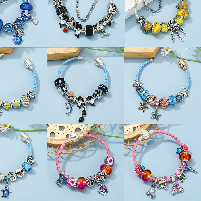 Authentic Celestial Dolphin & Unicorn Bracelet With Braided Leather Cord