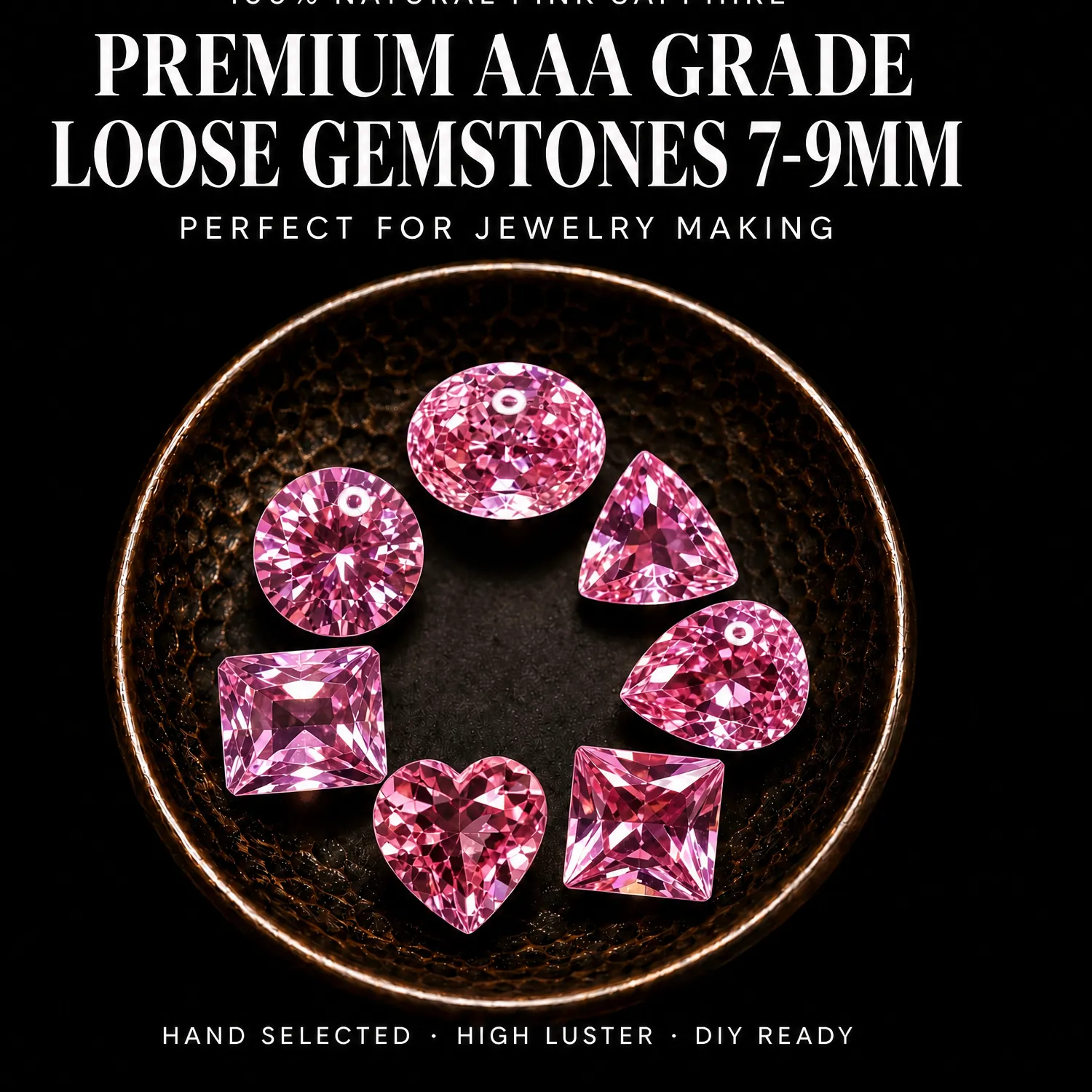 Authentic Heptad Of The Radiant Rose Aaa Pink Sapphire Loose Gemstones