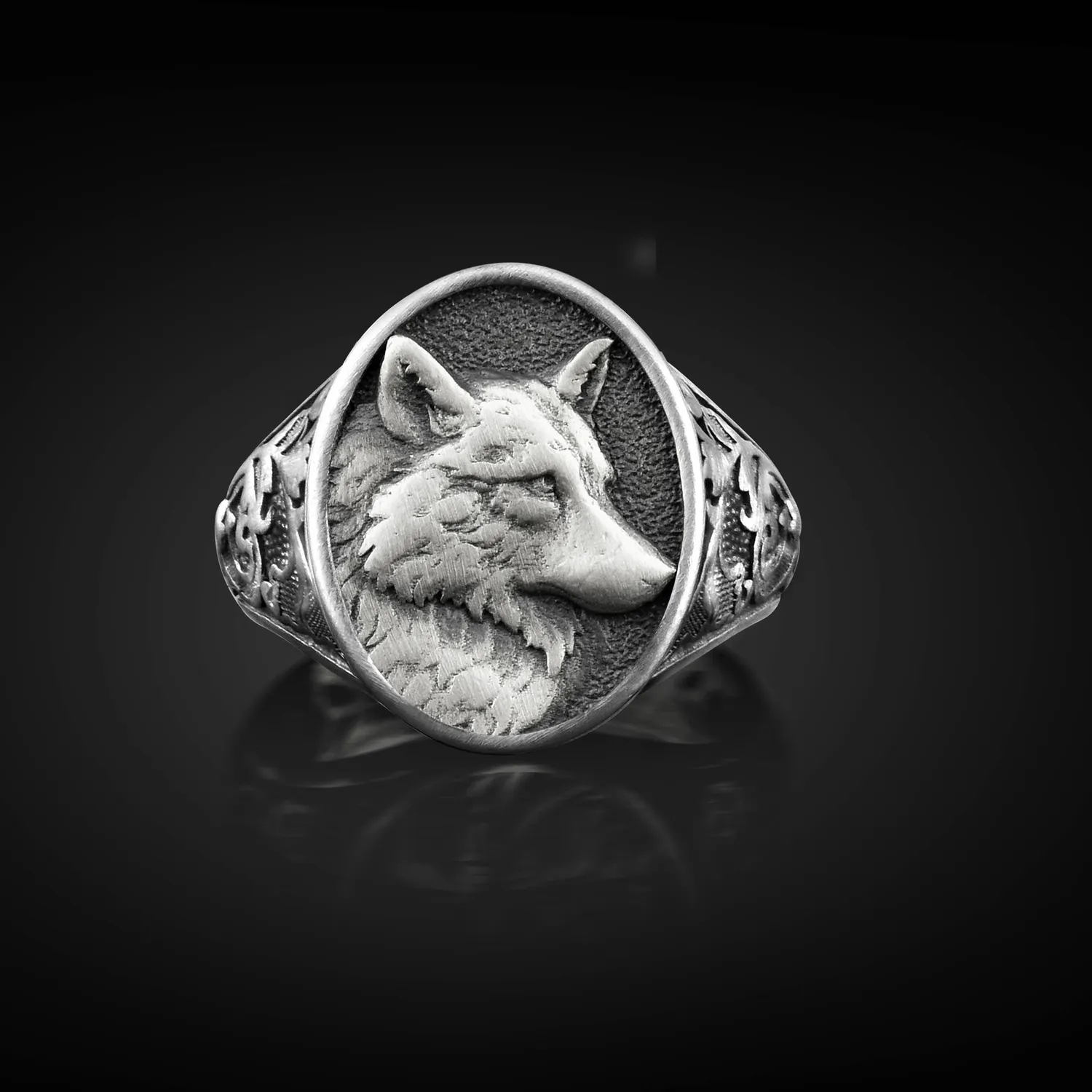Authentic The Fenrir Sovereign: 925 Sterling Silver Nordic Wolf Signet Ring