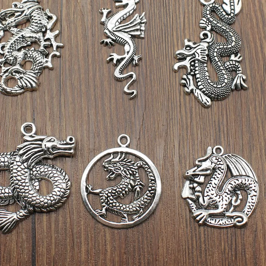 Authentic 5pcs Charms Dragon DIY Jewelry Findings DIY Jewelry Making Jewelry Accessories Antique Silver Color Flying Dragon Charms