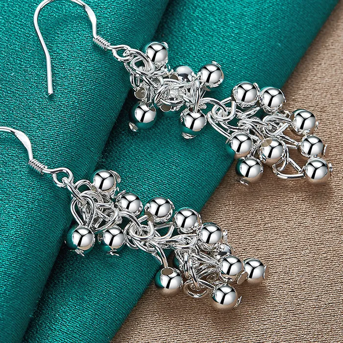 Authentic Grape Blossom Talisman 925 Silver Ball Earrings