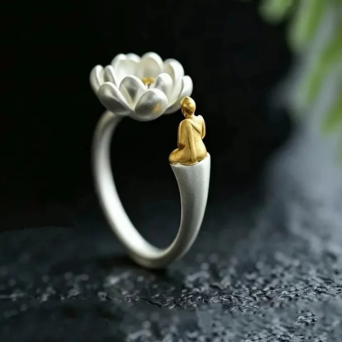 Authentic The Golden Lotus Of Enlightenment Adjustable Ring