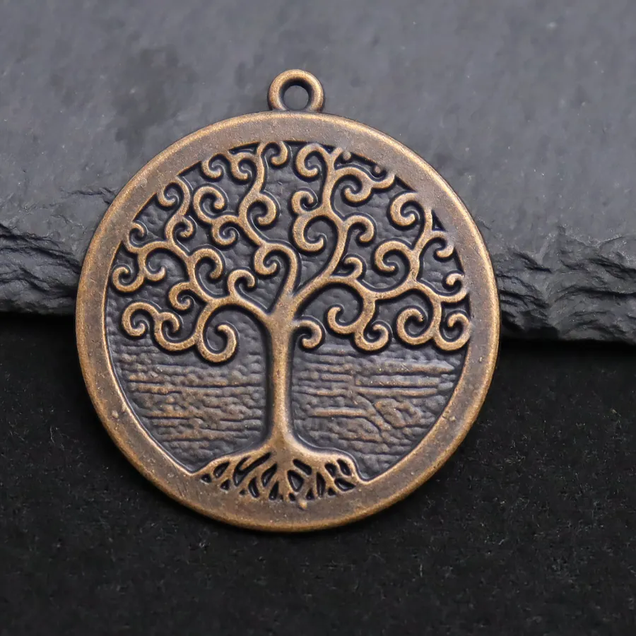 Authentic 4Pcs Round Tree Of Life Coin Charms Yggdrasil World Tree Pendant Celtic Spiritual Symbol Diy Handmade Jewelry Accessorie