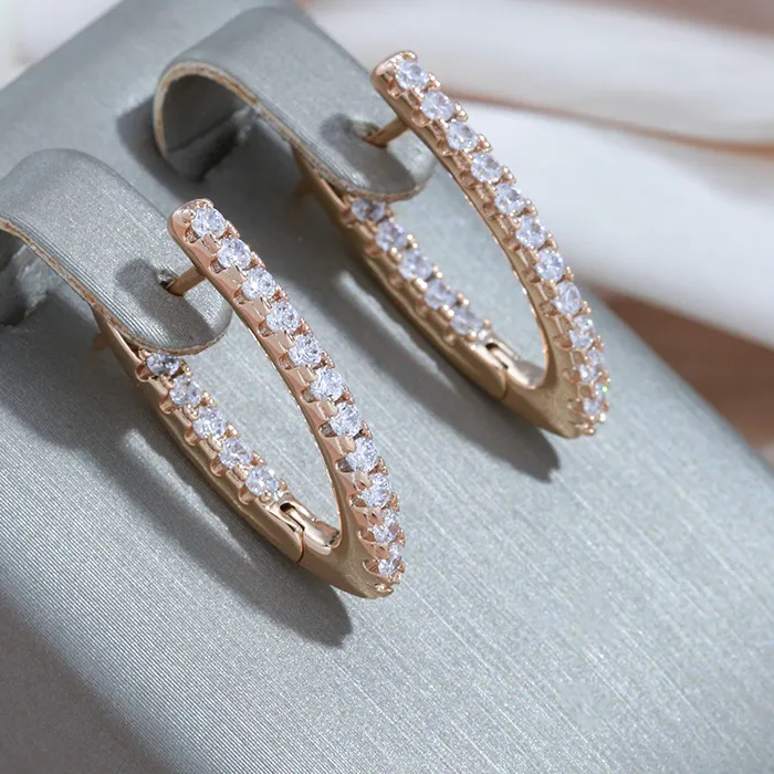 Authentic Golden Horizon V- Shape Zircon Talisman Earrings