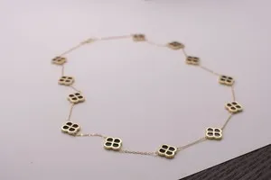 Authentic Gold Plated Sterling Silver Black Onyx Four Leaf Clover Necklace 22in