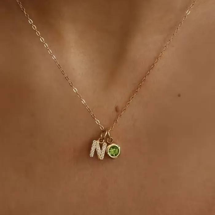 Authentic Alphabetic Dawn A Personalized Birthstone Initial Necklace