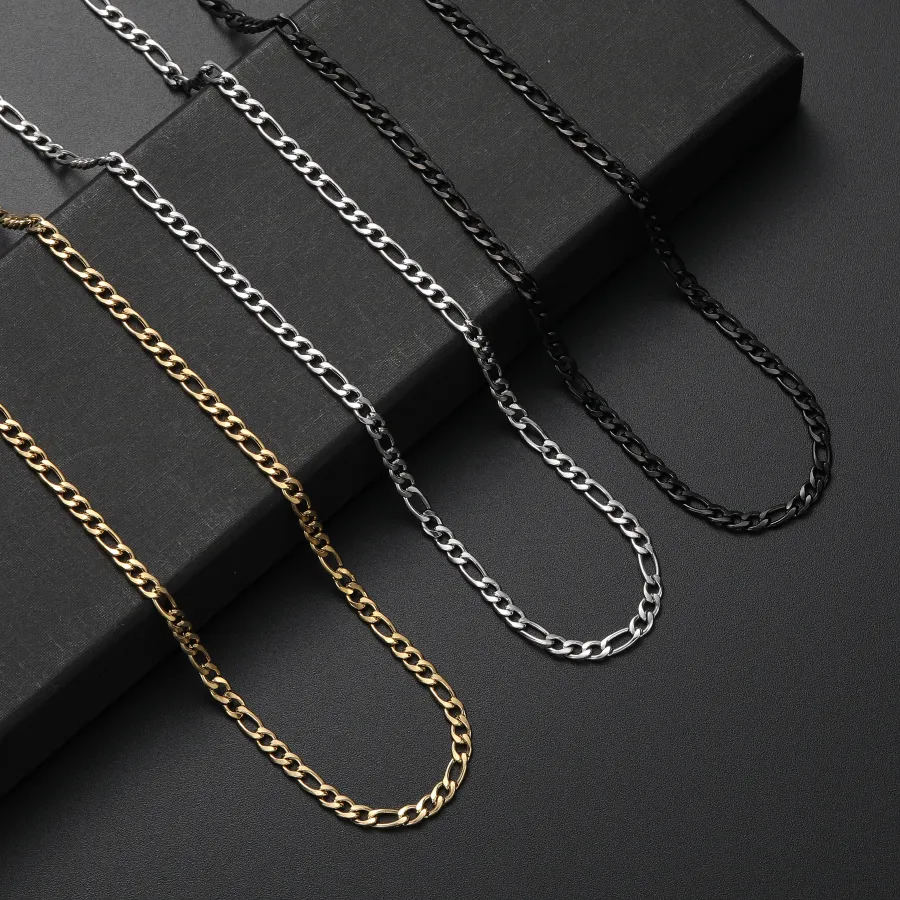 Authentic Width 4Mm Golden Black Chain Necklace Jewelry And 50 55 60 70Cm