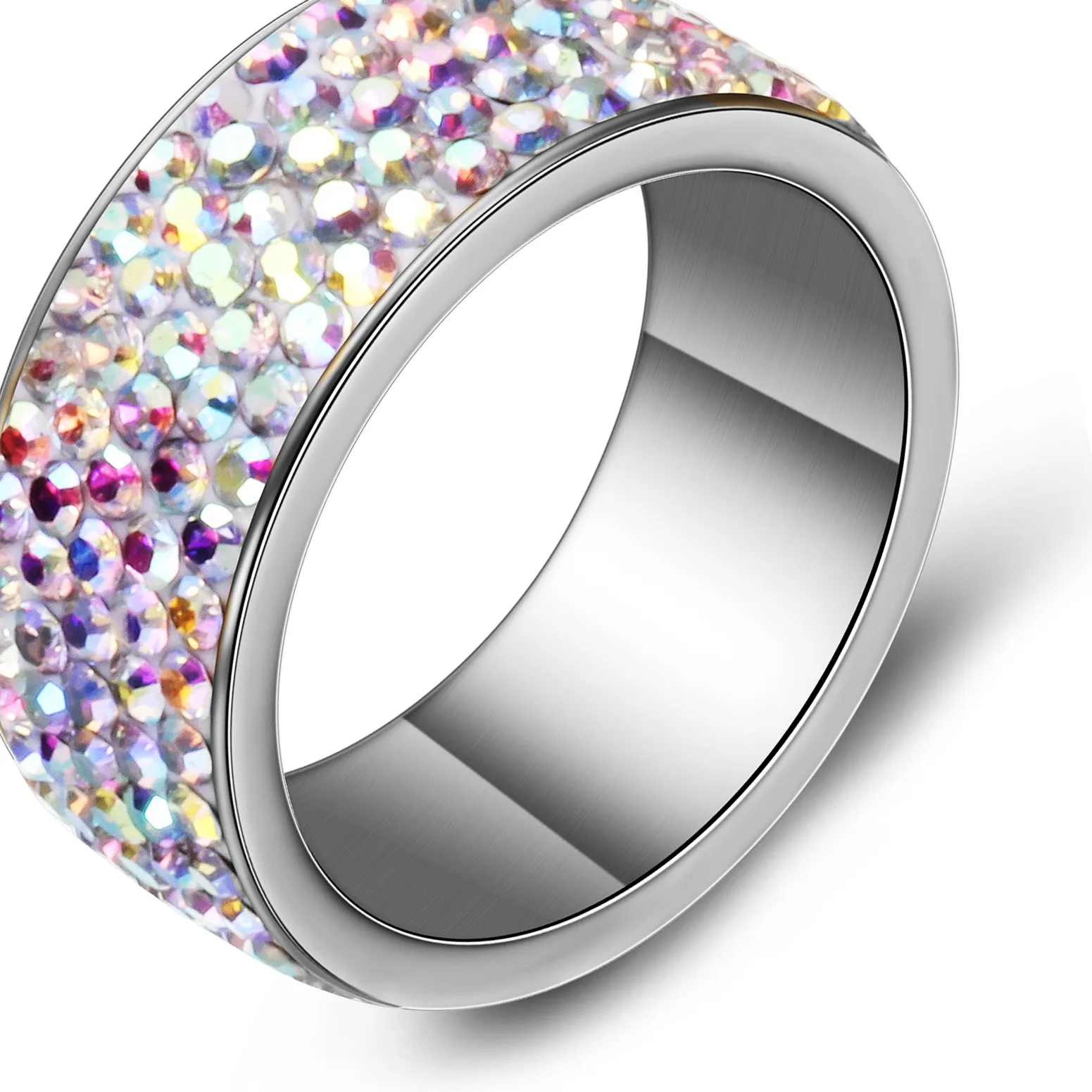Authentic Vqysko Ab Shining 5 Row Crystal Weeding Ring Girls Jewelry Femme Anillo Mujer Accessory