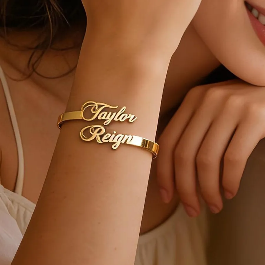 Authentic The Cipher Of The Self 18K Gold- Plated Personalized Sigil Bangle