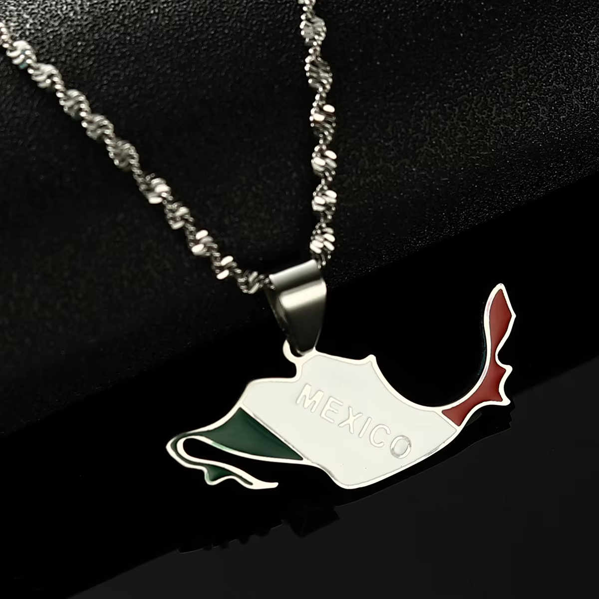 Authentic Mexico Map Pendant Necklace Girls Mexican Flag Chain Jewelry