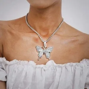 Authentic Delicate Wings of Serenity: 14K White Gold Plated Silver Butterfly Pendant