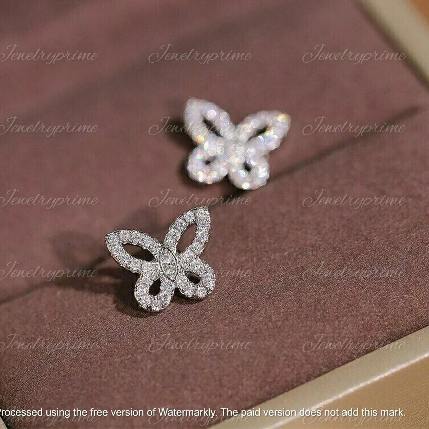 Authentic Whispers of Elysium: 2Ct Lab Created Diamond Butterfly Stud Earrings in Luminous 14K White Gold