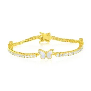 Authentic Ethereal Metamorphosis: The Gilded Mother of Pearl Butterfly Bracelet