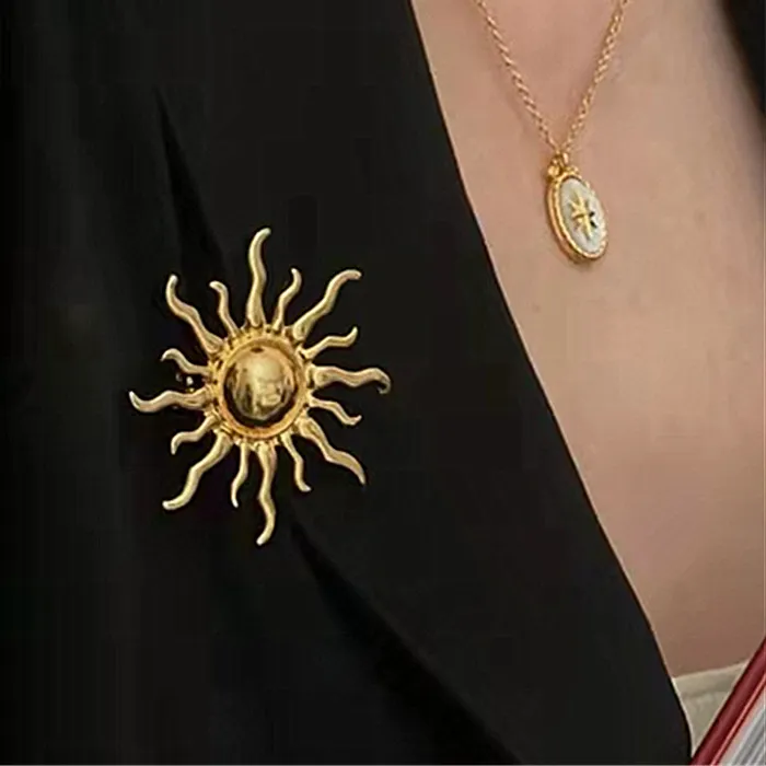 Authentic Radiant Solar Bloom Gilded Talisman Brooch