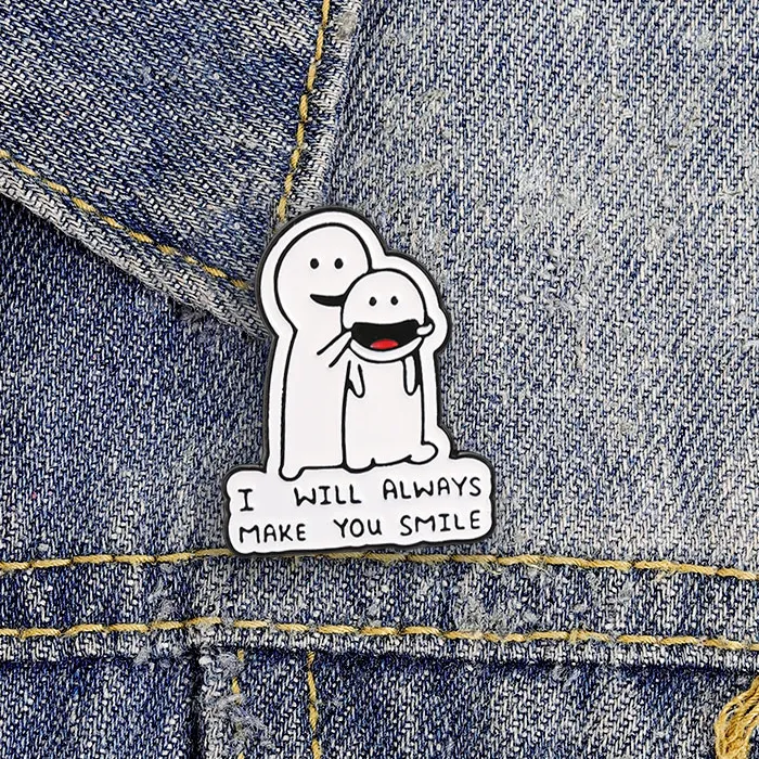 Authentic I Will Always Make You Smile Enamel Pins Sarcastic Forced Smile Mental Health Humor Brooch Lapel Badges Jewelry For Friends