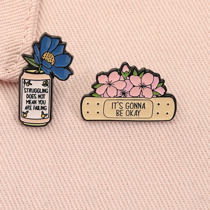 Authentic It's Gonna Be Okay Enamel Pin Mental Health Anxiety Relief Quote Struggling Does Not Mean You Are Failing Brooches Jewelry